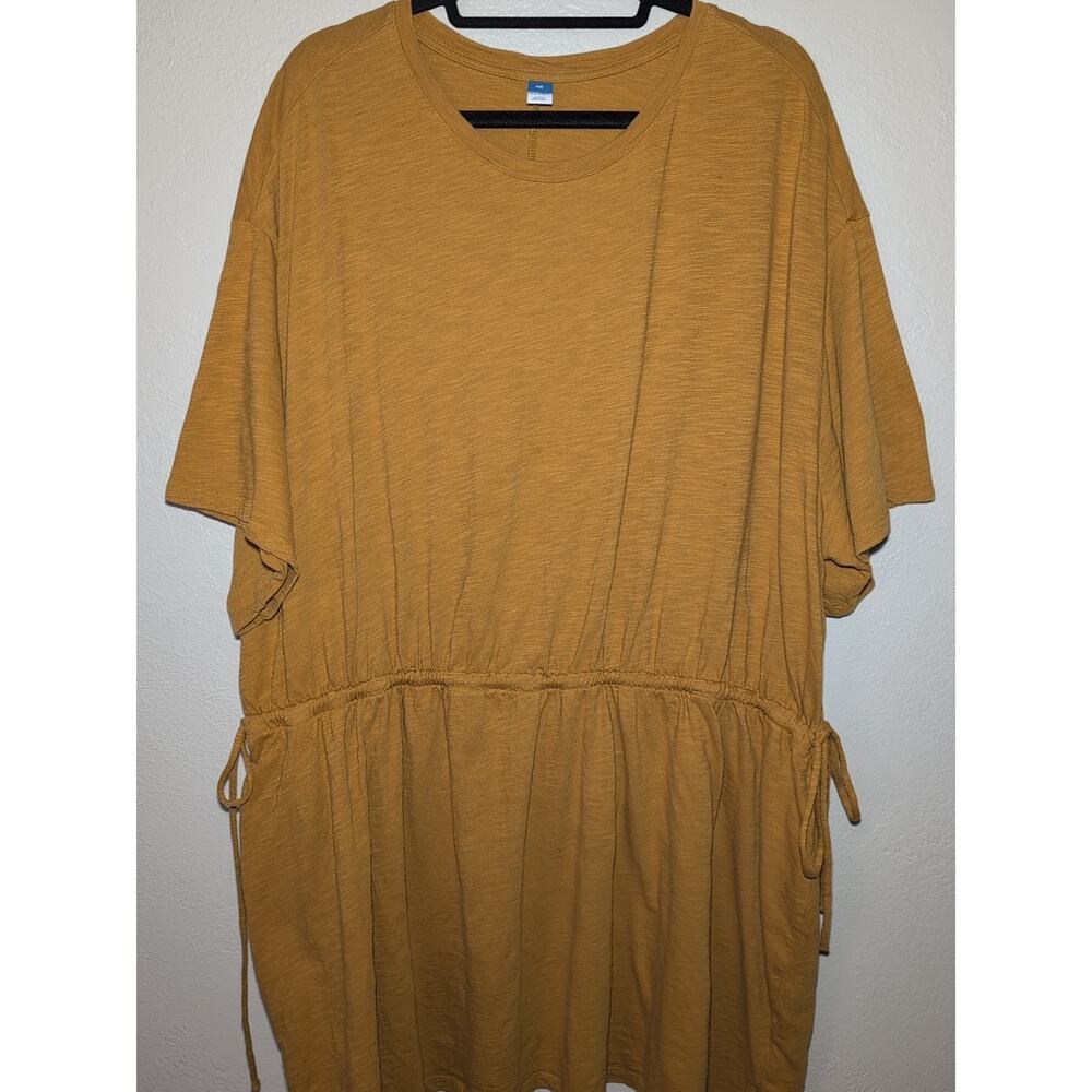 Old Navy Womens Casual Popover Cotton Drawsting Waist‎ Mustard Dress 4XL